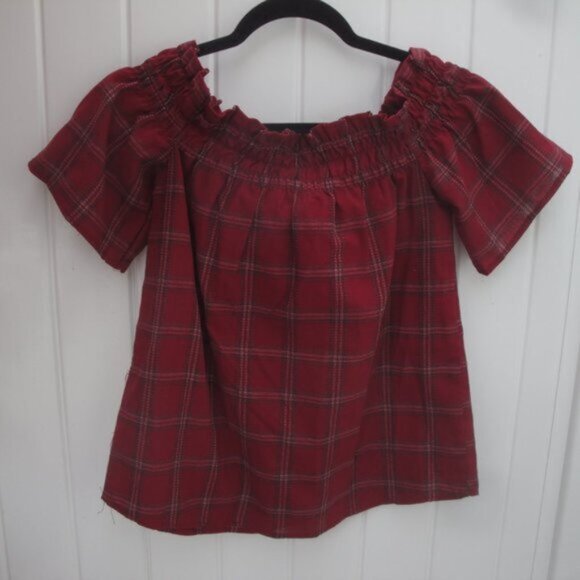 Anthropologie Socialite Top Women's Size XS Red Plaid Smocked - Picture 3 of 3
